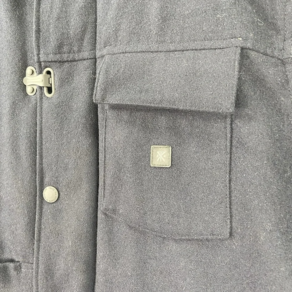 Roark Axeman Jacket Mens Large Full Zip Sherpa Lined Chore Wool Blend Clasp Blue